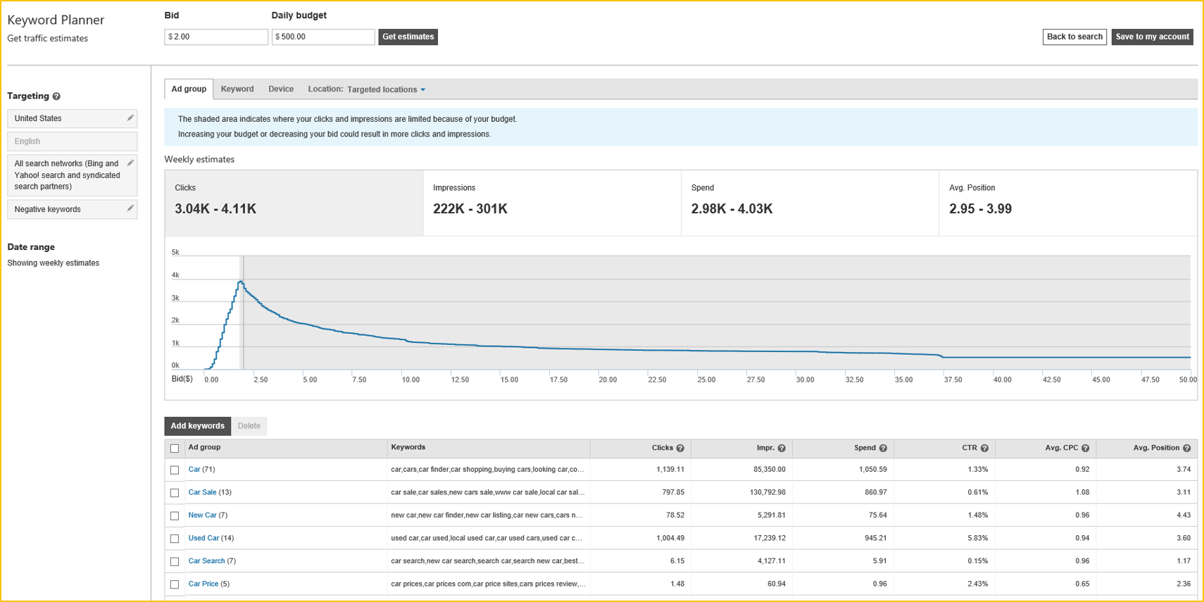 Bingads keyword planner